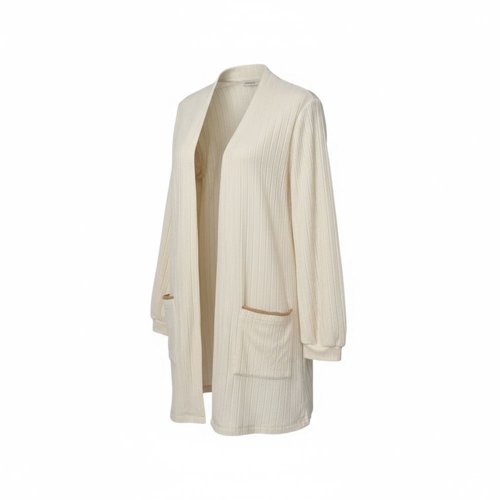 Blu Pepper Cream Open-Front Ribbed Cardigan - Picture 3 of 4